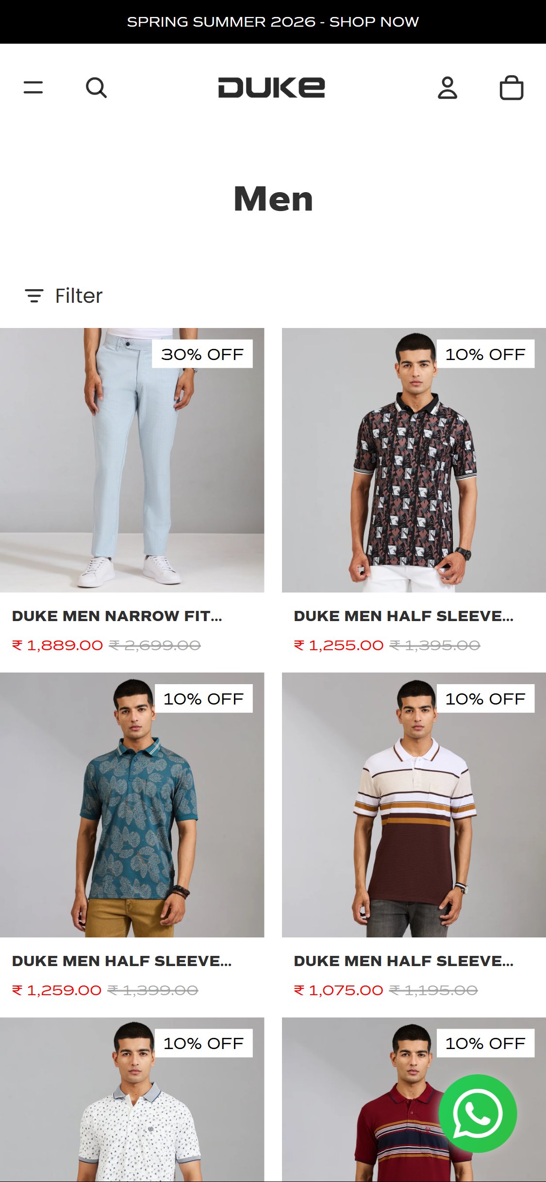 Duke India â€” Collection cards with no visible Quick-Add button
