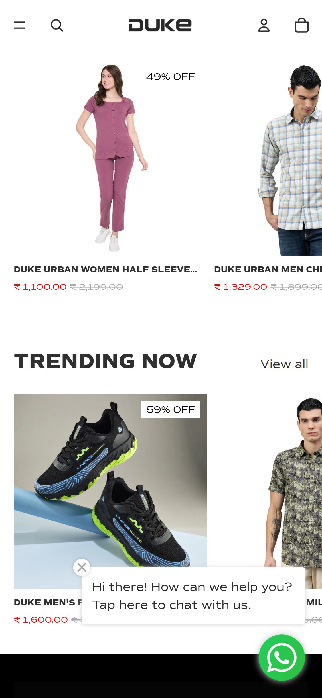 Duke India â€” Product cards with no swatches or ratings