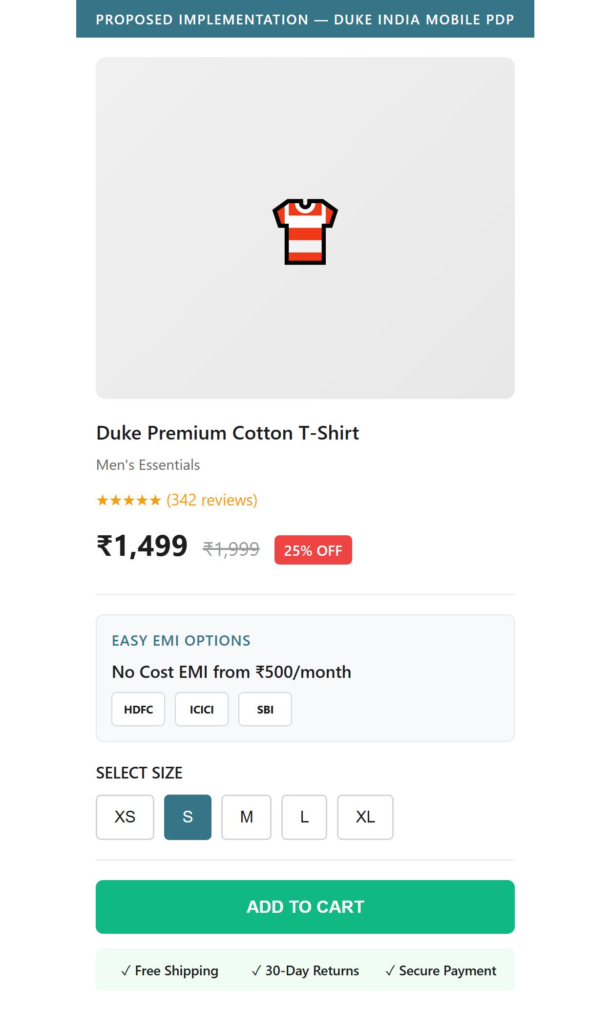 Proposed Implementation â€” Duke India Mobile PDP with EMI options
